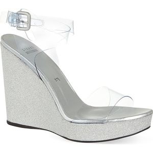 stuart weitzman see you silver platform wedge NEW
